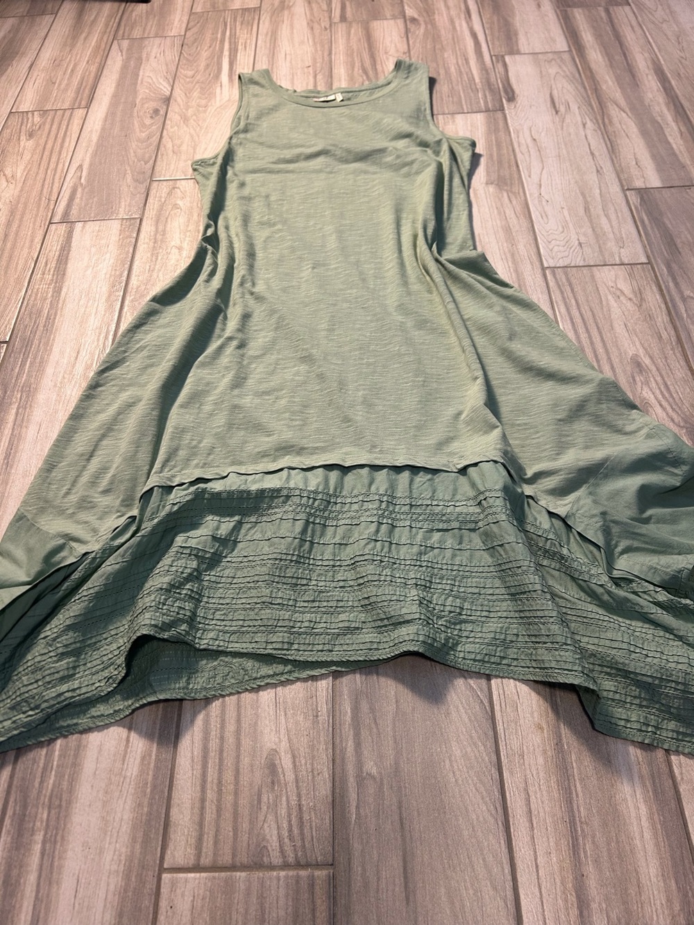 Sleeveless Sage Green Handkerchief Hem Maxi Dress XL Midi Boho - Picture 5 of 9